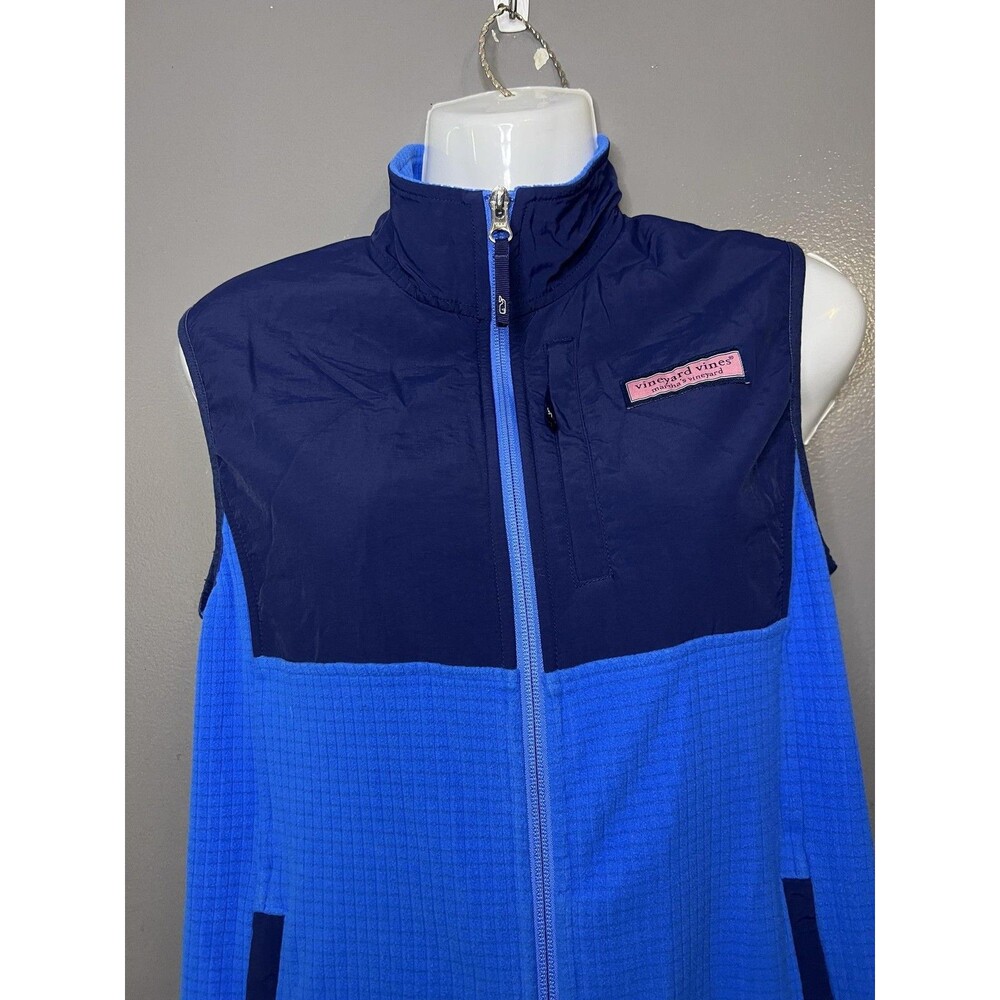 Vineyard Vines Vest Womens Large Blue Fleece Full Zip Windbreaker 300042